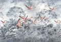 Produktbild: Komar Vliestapete Digitaldruck Vlies - Flamingos in the Sky - Größe 400 x 280 cm, glatt, bedruckt, Wohnzimmer, Schlafzimmer