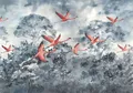 Produktbild: Vlies-Fototapete KOMAR, INK FLAMINGOS IN THE SKY, 8 Teile, BxH 400 x 280 cm