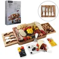 Produktbild: Großes Käsebrett-Set aus Akazienholz mit Messerset Serviertablett für Party