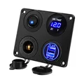 Produktbild: Thlevel Dual USB Ladegerät Schalter Panel 4 in 1 Adapter 12V Steckdose mit LED Voltmeter Zigarettenanzünder für Auto Boot Wohnmobil Truck GPS Handy
