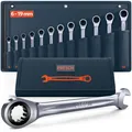 Produktbild: Ratschenschlüssel Set 12tlg. 619mm inkl. Tasche  Minimaler Rückholwinkel Bis ...