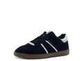 Produktbild: Plateausneaker TAMARIS, Damen, Gr. 42, blau (navy), Lederimitat, Veloursleder, unifarben mit Farbeinsatz, Schuhe Plateausneaker, Freizeitschuh, Halbschuh, Schnürschuh mit gepolstertem Schaftrand