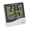 Produktbild: TFA Dostmann Digitales Mini Thermo-Hygrometer Innen, 30.5058.02, Raumthermometer, Luftfeuchtigkeitsmesser, Feuchtigkeit und Temperatur messen, zur Raumklimakontrolle, Max.-Min, inkl Uhr & Datum, weiß