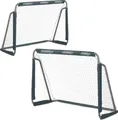 Produktbild: Relaxdays Fußballtor Garten, 2er Set, Kinder & Erwachsene, HBT: 110 x 150 x 75 cm, Metall, stabile Tore Fußball, grau