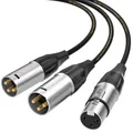 Produktbild: Tisino Balanced XLR Splitter Kabel, 1 Buchse auf 2 Stecker Patch Mikrofonkabel XLR Y Splitter Kabel 2 Stecker auf 1 Buchse - 1,5m