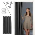 Produktbild: tinycurtains, Thermo Türvorhang mit Vorhangstange & Magneten zum Abdichten, einfache Montage ohne Bohren in 1 Min (195 x 150 cm anthrazit + Stange Silber 70–120 cm + 6 Magnete)