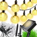 Produktbild: Retoo Solar Lichterkette Aussen 10M 100 LED Wetterfest IP44 Wasserdicht Kristall Kugeln Dekorative Girlande für Garten Party Weihnachten Bäume Terrasse Balkon Hochzeiten Warmweiß