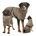 Produktbild: RUDELKÖNIG Hundebademantel Grau S – Saugstarker Trockenmantel aus 100 % Baumwolle für Hunde