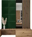 Produktbild: MIRJAN24 Garderoben-Set Premium, Garderobe mit 8x Wandpanel 42x42, Schuhschrank + Spiegel + Lamellen Paneel mit Kleiderhaken (Farbe: Artisan Eiche, Manila 35)