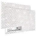 Produktbild: com-four® 2x Dunstabzugsfilter für Dunstabzugshaube mit hoher Filterleistung - 1 mm Flachfilter Universal Zuschneidbar mit Sättigungsanzeige - 100% kompostierbar - 57 x 47 cm (Mit Indikator - 2 Stück)