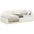 Produktbild: vidaXL Bett Eckbettgestell Creme 80 cm x 200 cm Polyester und Sperrholz (1-tlg) 84 cm x 204 cm x 72 cm