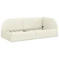 Produktbild: vidaXL Eckbettgestell mit Kopfteil Creme 80 cm x 200 cm Samt, Stylisches Tagesbett, modernes Bettgestell, langlebiger Samt, platzsparend, einzigartiges Design aus Sperrholz