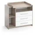 Produktbild: Vicco Wickelkommode, Weiß, Sonoma Eiche, Holzwerkstoff, 7 Fächer, 3 Schubladen, Rechteckig, 113x100x53 cm, Babymöbel, Wickelkommoden & Zubehör, Wickelkommoden