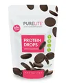Produktbild: PURELITE Protein Drops zartbitter, vegan, proteinreich (20 g/100 g), ohne Zuckerzusatz, gesüßt mit Erythrit & Stevia, 60% Kakao – ideal zum Snacken, Backen & Schmelzen, 450 g