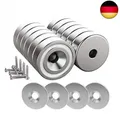 Produktbild: Magnetpro 12 Stück Magnete 10 KG Kraft 20 x 7 mm mit Loch und Kapsel,