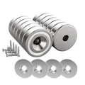 Produktbild: Countersunk Pot Magnet with Screws and 4 Steel Cushions 10 kg Force 20 x 7 mm...