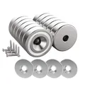 Produktbild: Magnetpro 12 Stück Magnete 10kg 20x7mm Senkkopf Topfmagnet Schrauben Stahlkissen