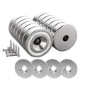 Produktbild: 12 Stück Magnete 10 KG Kraft 20 x 7 mm mit Loch und Kapsel Senkkopf Topfmagnet