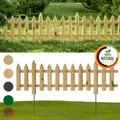 Produktbild: Floranica 1 STK 100 x 20 cm Unbehandelt mit Metallpfosten Gartenzaun Vorgartenzaun Steckzaun Zierzaun Lattenzaun - Braun/Grau/Grün
