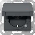 Produktbild: Gira 455228 SCHUKO-Steckdose 16 A 250 V~ mit Klappdeckel, Kontrolllicht und Shutter System 55, Anthrazit