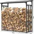 Produktbild: QUICK STAR Metall Kaminholzregal Anthrazit XXL 185 x 70 x 185 cm Garten Kaminholzunterstand 2,3 m³ Kaminholzlager Stapelhilfe Aussen