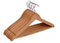 Produktbild: Multipack Holz Kleiderbügel in Natur - 10 Stück - Holzbügel mit Hosenstange und 360° drehbar - 10er Pack Garderobenbügel Hosenbügel Holz Bügel mit Haken
