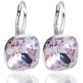 Produktbild: 925 Ohrringe österreichische Kristalle Silber Violet Lila Kissenschliff NOBEL...
