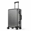 Produktbild: 100% Aluminium Handgepäck-Koffer Trolley 4 Rollen TSA Hartschale 55x36x23cm Grau