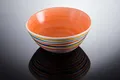 Produktbild: Bassano Ausgefallene italienische Keramik runde Schale mit Streifen M orange 23x9