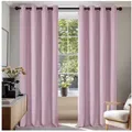 Produktbild: Deconovo Verdunkelungsvorhang Gardinen mit Ösen Blickdichte Vorhang Kälteschutz Schlafzimmer 2er Set, Blackout Curtain einfarbig Thermo Vorhang Verdunkelung Wärmeisolierend rosa 140 cm x 260 cm