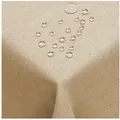 Produktbild: DecoHomeTextil Heimtextilmanufaktur Tischdecke Leinen Optik Tischdecke Tischtuch Abwaschbar Wasserabweisend beige Eckig 130 x 220 cm