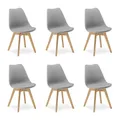 Produktbild: Homestyle4u Esszimmerstuhl Grau 6er Set Küchenstuhl Kunststoff Sitzschale, Holzbeine, Moderner Stuhl Minimalistisch, 6 Stück Set, 3349