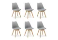 Produktbild: Homestyle4u Polsterstuhl Küchenstuhl Esstisch Küche Esszimmer Weiß Grau Schwarz (6er Set, 6 St), Skandinavisch, stabil