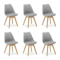 Produktbild: Küchenstühle 6er Set Holz Stuhl Kunststoff Grau 6 Esszimmerstühle Homestyle4u