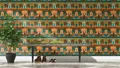 Produktbild: Rasch Vliestapete Orientalisch Tiere Pflanzen Petrol Orange 746211 Indian Style