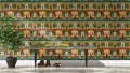 Produktbild: Rasch Vliestapete 746211 Petrol Orange Orientalisch Tiere Pflanzen (4,60€/1qm)