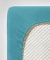 Produktbild: fleuresse Comfort Spannbettlaken (96 % Baumwolle, 4 % Elasthan), mit Rumdumgummizug, Ökotex Standard 100, für Matratzen bis 26 cm Höhe, 90 - 100 x 200 - 220 cm, petrol