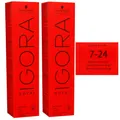 Produktbild: Schwarzkopf Igora Royal 2 x 60 ml 7-24 mittelblond asch beige Haarfarbe Cremefar