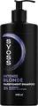 Produktbild: Syoss Shampoo Intense Blond Farbpigment Shampoo (440 ml), Haarshampoo für blondes, graues und gesträhntes Haar, neutralisiert Gelbstich ab der ersten Anwendung, Formel mit 3% Blonde-Boost-Komplex