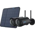 Produktbild: Reolink 2x B320-B Battery-WiFi + 2x Solarpanel schwarz (2x 40-57-9869 + 2x 40-57-9961)