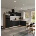 Produktbild: Flex-Well Exclusiv Winkelküche Capri 280 x 170 cm Schwarz Matt-Endgrain Oak