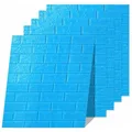 Produktbild: Euro Tische 5x Wandpaneele in 3D-Ziegelsteinoptik 77x70x0,5 cm selbstklebend - blau
