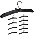 Produktbild: Relaxdays Kleiderbügel Satin, 10er Pack, weich gepolstert, 360° drehbarer Haken, dekorative Schleife, 38 cm, schwarz