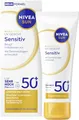 Produktbild: NIVEA SUN Sonnenschutz LSF 50+, parfümfreie Gesichtscreme für empfindliche Haut, atmungsaktive Sonnencreme mit 98% UVB-Schutz, Breathable UV Gesicht Sensitiv (40 ml)
