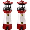 Produktbild: 2er Set LED Solar Leuchtturm 28 cm | Garten Deko Leuchtfeuer Rot Weiß | Gartendeko Beleuchtung Mit Dämmerungssensor | Solarbeleuchtung Gartendeko...