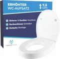 Produktbild: Foreversenior Toilettensitzerhöhung 7,5 cm – Erhöhter Toilettensitz mit Deckel & Absenkautomatik, ergonomische WC Sitzerhöhung für Senioren, einfache Montage, rutschfest & komfortabel