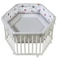 Produktbild: Roba Laufgitter Adam & Eule Laufstall 6-eckig Krabbelgitter weiß 120 cm