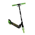 Produktbild: Muuwmi Lights Aluminium Scooter Glow - 200 mm Räder - ABEC 7 Lager - Höhenverstellbarer Lenker - Geeignet für Kinder - GS-Zertifiziert - Bis zu 100 kg - mit Leuchtrollen - Tretroller in grün-schwarz