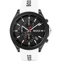 Produktbild: BOSS Chronograph VELOCITY 1513718, Quarzuhr, Herrenuhr, Armbanduhr, Stoppfunktion, Silikonarmband weiß
