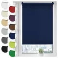 Produktbild: Verdunkelungsrollo Klemmfix ohne Bohren 105cm x 130cm Dunkelblau Verdunklungsrollo Fensterrollo Rollo Seitenzugrollo Klemmrollo für Fenster & Tür